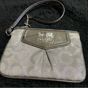 Small Silver Coach Wristlet